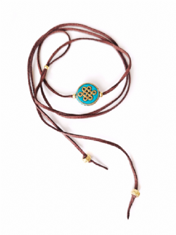 Colar Couro Camura Caf Pingente Mandala