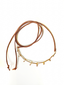 Colar Couro Camura Caramelo Arco Organic